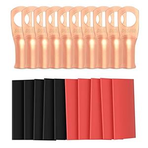 10pcs 8 Awg - 5/16" (M8) Sanuke Wire Lugs Ring Terminal Connectors Ends Heavy Duty for Battery Cable Lug Wire Electrical Eyelets with 3:1 Dual Wall Adhesive Heat Shrink