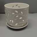 Orchid Pots with Holes, 7 Inch Orchid Pots with Drainage Holes and Tray, Indoor or Outdoor Ceramic Flower Pot for Orchid Care, Promoting Air Circulation - White