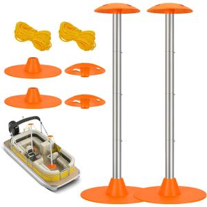 Tuszom Boat Cover Support Pole Systems with Anti-UV PE Ropes & 9" ABS Base, Highly Stable Windproof Support Pole - Adjustbale 1-1/8" in Diameter for V-Hull/Pontoon/Jon Boat Cover (2 Pack)