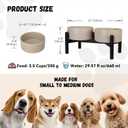 Raised Ceramic Dog Bowl Set - Elevated Double Dishes with Stainless Steel Stand - Food and Water Bowls for Small to Medium Dogs - Each Holds 3.5 Cups (29.57 fl oz) - Grey