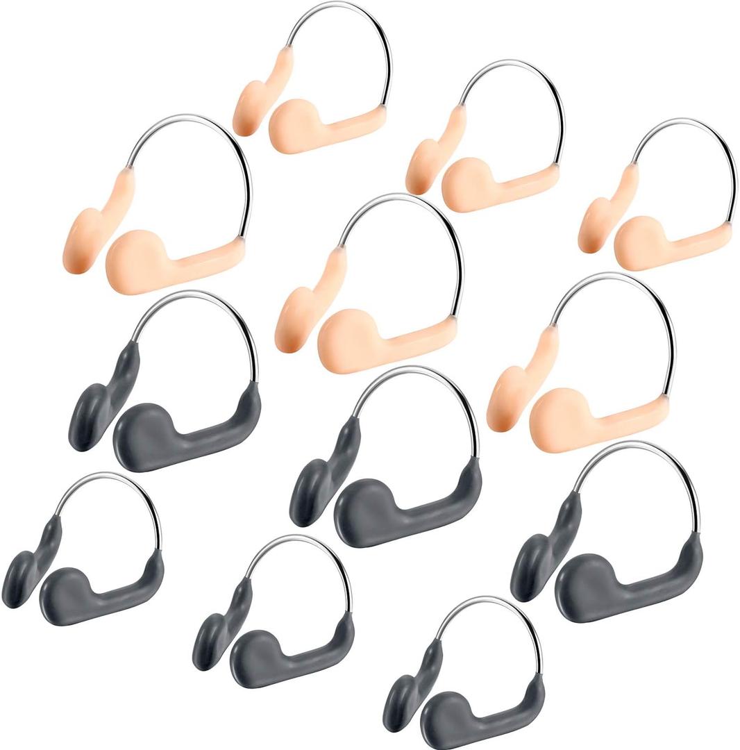 12 Pieces Swimming Nose Plug Metal Swim Nose Clip for Adult Training Swimming Beginners