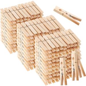 SenseYo 200 Pcs Large Wooden Clothes Pins 2.9 Inch Heavy Duty Natural Wood Clips Clothespins with Rust Resistant Spring for Hanging Pictures Chip Bags DIY Crafts Photos Drying Laundry Decoration