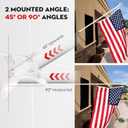 Flag Pole for Outside-6ft with Plastic Decorative Finial, White Flagpole Kit with Metal Holder, Two Tangle-Free Flag Pole Rings for House, Porch, Yard