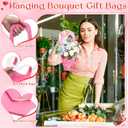 Chivertion 48 Pcs Mother's Day Flower Bags Bulk Kraft Paper Flowers Bouquet Holder with Handle Florist Floral Boxes for Arrangements Flower Bloom Bar Bridal Wedding Birthday Home Party Decor