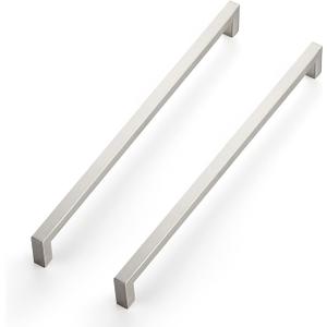 Ravinte 3 Pack Square Cabinet Handles - Satin & Brushed Nickel Drawer Pulls - 12-3/5 Inch Kitchen Cabinet Hardware