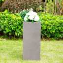 Kante 28" H Square Natural Concrete/Fiberglass Indoor Outdoor Modern Seamless Tall Planter, 14"W x 14"L x 28"H