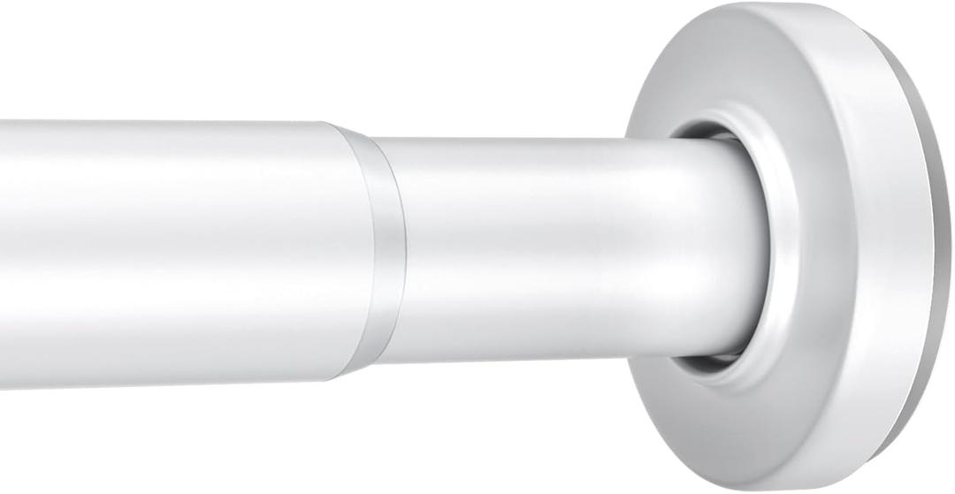 AmazerBath Spring Tension Shower Curtain Rod, 31-46.5 Inches Heavy Duty Tension Rod Rust Proof Bathroom Curtain Rod, Adjustable No Drill Easy Segmented Installation, White