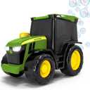 John Deere Bubble N Go Tractor, Battery Powered Bubble Blowing Toy with Real Headlights and Smart Motion Sensors