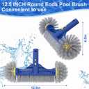 POOLAZA Pool Brush with Round Ends, 12.5'' Pool Brush Head for Inground Pools/Above Ground Pools, Spa, Hot Tub, High-Efficiency Pool Scrub Brush fit Standard Pool Pole