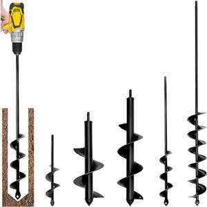 5pcs Auger Drill Bit for Planting - Plant Auger for Cordless Drill - Bulb Planter Tool for Bulbs Planting&Holes Digging - 3/8" Hex Drive Drill (1.6"x9+1.6"x16.5"+4"x12"+3.5"x16"+2"x32")