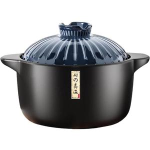 Ceramic Pot with Lid, 1.7 Quart, Heat-Resistant for Cooking Soup, Easy to Clean, Japanese Cooking Pot (Blue)