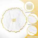 50 Pcs Clear Charger Plates Bulk 13 Inch Plastic Charger Plates for Dinner Plate, Clear with Gold Rim Chargers for Table Setting, Reef Design Plate Floral Decor Round Chargers for Wedding Party Event