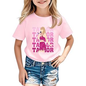 Girl Country Music T-Shirt - Kids Singer Letters Graphic Birthday Shirts Gifts Fan Song Tour Concert Outfit Top(Pink,130,15021b) Medium