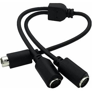 Traovien S-Video 4 Pin Mini DIN Y Splitter Connector Cable Male to 2 Female Extension Adapter Cable 0.3m