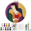 ORIGACH Embroidery Punch Needle Kit for Adults Beginners DIY Panda Punch Stitching Kit for Art Crafts & Home Decor Easy Needle Punching Project with 7.9inch Hoop, Patterns, Yarns, Tools