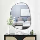 Asymmetrical Wall Mirror for Decor 27"*35", Modern Black Framed Wall Mirror for Living Room Bathroom Bedroom Entryway ELE-STOU-0063HEI (35"L x 27"W, Mat Black)