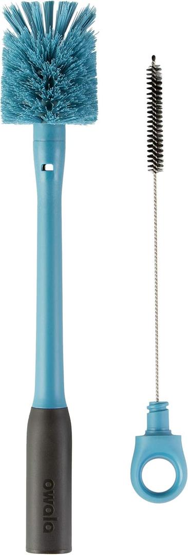 Owala 2-in-1 Water Bottle Brush Cleaner and Water Bottle Straw Cleaner Brush, Water Bottle Brush with Removable Head and Twist n Hide Straw Brush, Smokey Blue
