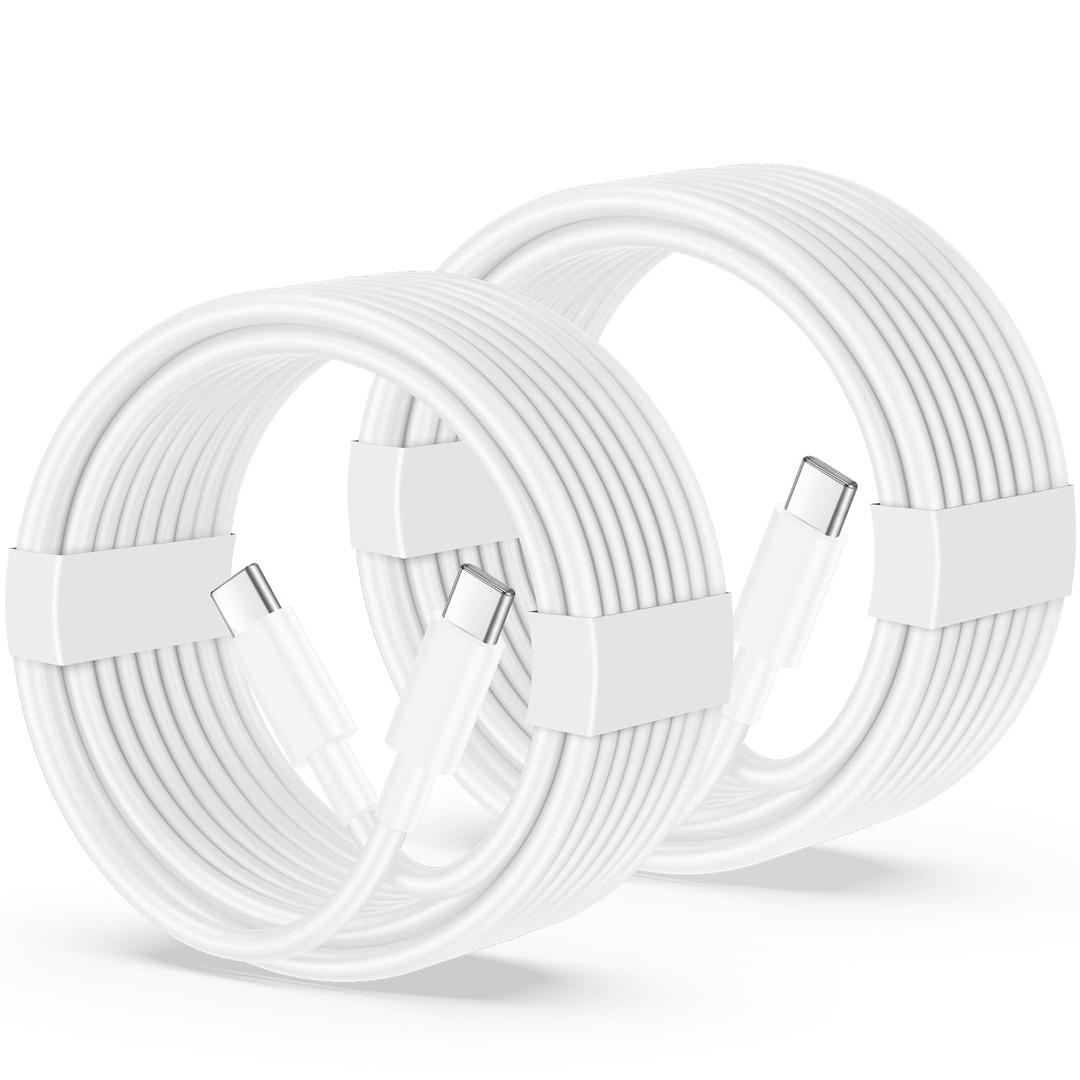 3 x USB C to USB C Cable, 2-Pack 10FT 60W Fast Charging Cable Long Type C Charger Cord for iPhone 17/17 Pro/17 Pro Max/Air/16/15 Pro Max/Plus, iPad, MacBook, Galaxy S25/S24, Pixel 10/9/8, Tablet, Android