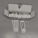 SURAIELEC Remote Control Outlet, Wireless Remote Light Switch, 100 FT, 15A/1875W, Expandable Indoor Compact Side Outlet Plug for Lamps, Fans, Christmas Trees, Small Appliances, 5 Outlets + 2 Remotes (White)