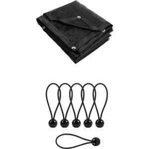 LOVE STORY 10x12FT Shade Cloth Mesh Tarp (Black) + 30 PCs 6inch Ball Bungee Cords