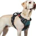 rabbitgoo Dog Harness for Large, No Pull Pet Harness with 3 Buckles, Adjustable Soft Padded Vest with Control Handle, Walking Reflective Pet Vest for Large Dogs, Blue Coral, L
