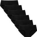 INNERSY Girls Cotton Underwear Teen Comfortable Panties 6 Pack (12-14 Years, All Black)