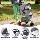 KMFurnila 3 Wheel Pet Stroller for Dogs and Cats, Foldable, Lightweight and Durable, Ideal for Small to Medium Pets, Includes Storage Basket and Cup Holders