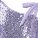 LQSZ Sequin Dress for Girls,Tutu One Shoulder Summer Dresses,Sparkly Dress for 3-12 Years (Purple, S)