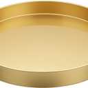 Spsyrine Round Gold Decorative Tray, 13" Plastic Serving Table Tray with Handles for Ottoman, Coffee Table, Bathroom, Kitchen, Living Room