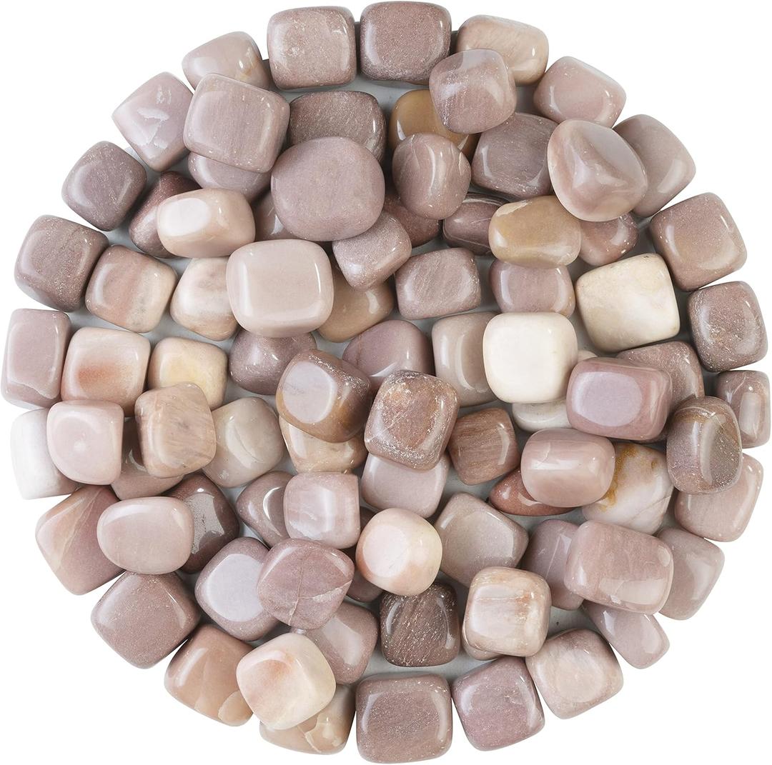 ZAICUS 1lb Pink Agate Tumbled Stones | Polished Crystals Healing | Natural Stones | Feng Shui | Chakra Balancing | Good Luck | Reiki Gift | Home Decor | Size 20-25 mm