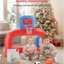 QPAU 2-in-1 Inflatable Toddler Basketball Hoop & Soccer Goal Set, Indoor Outdoor Sports Center Toys for Kids, Baby Toddlers Birthday Gift for 1 2 3 4 5 Year Old Boys Girls