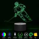 Hockey Player 3D Lamp Night Lights for Kids 7 LED Color Changing Touch Table Desk Lamps Lighting Cool Toys Gifts Birthday Xmas Decoration for Sports Hockey Fan