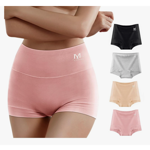 MEIYATING Boy Shorts Underwear for Women High Waisted Cotton Panties Stretch Briefs 4 Pack, Size M