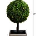 Nearly Natural 3ft. UV Resistant Artificial Double Ball Boxwood Topiary with LED Lights in Decorative Planter (Indoor/Outdoor)