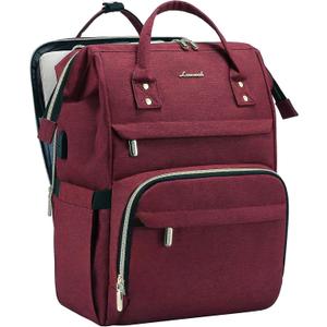 LOVEVOOK 17.3 Inch Laptop Backpack, Large Travel Backpack for Women, Water Resistant Teacher Backpack with Laptop Compartment, Professional Business Work bags with Charger, Wine Red