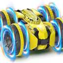Waterproof Remote Control Car4WD Amphibious 2.4 GHz RC Car Remote Control Boat360Rotation RC Stunt with LED LightsBoys Girls Gifts All Terrain Water Beach Pool Toy Yellow