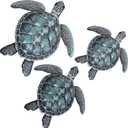 Novabright 3 Sizes Wooden Sea Turtle Wall Decor Rustic Farmhouse Ocean Turtle Wall Art Vintage Beach Ocean Hanging Decoration for Bathroom Bedroom Living Room Kitchen Garden Outdoor Indoor(Teal)