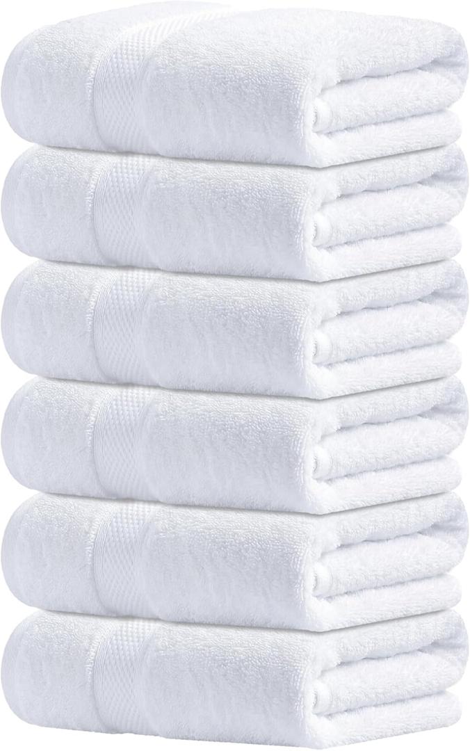 Infinitee Xclusives White Hand Towels for Bathroom - Set of 6 (16x28 inches) 600 GSM, 100% Cotton Ultra Soft, Quick Drying, Hotel Quality Hand Towel Set (Brilliant White, Hand Towels)