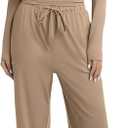 2 Piece Lounge Sets for Women Fall Outfits Long Sleeve Wide Leg Tracksuits Womens Casual Loungewear Two Pcs Matching Set M
