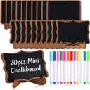 20 Pack Mini Chalkboards Signs with 12 Colored Chalk Pens 3 x 4'' Small Rectangle Chalkboards with Easel Stand Place Cards for Weddings Birthday Parties Message Board Sign