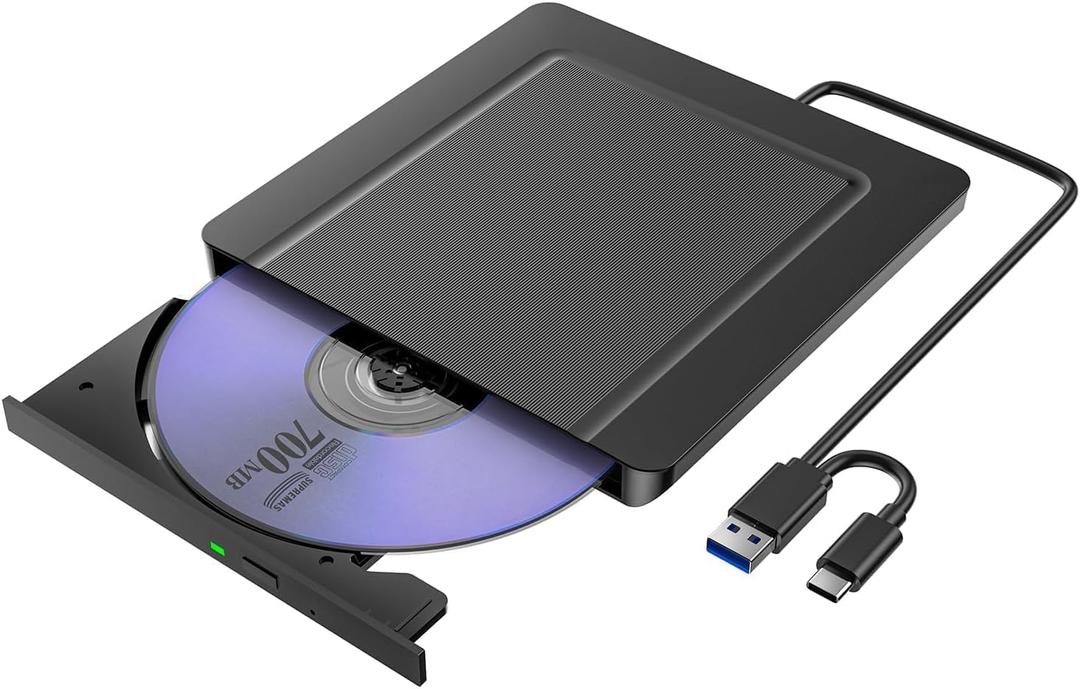 External CD DVD Drives, External CD DVD +/-RW Drive USB 3.0 Portable DVD Reader Writer ROM Drive,CD Burner External Disk Drive Compatible with Laptop Desktop Mac,Windows 11/10/8/7 (CDM005-B)