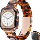 Band with Case Compatible with Apple Watch 49mm 46mm 45mm 44mm 42mm 41mm 40mm 38mm,Women Men Fashion Resin Strap Bumper for iWatch Ultra 3/2/1 Series 11 10 9 8 7 SE 6 5 4 3 2 1