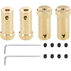 uxcell Hex Coupler 4mm Bore Motor Hex Brass Shaft Coupling Flexible Connector for Car Wheels Tires Shaft Motor 4pcs