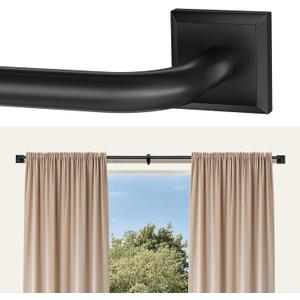 Room Darkening Curtain Rods for Windows 28 to 48Inches2.33-4Ft, Wrap Around Blackout Curtain Rods, Adjustable Heavy Duty Drapery Rods,Black