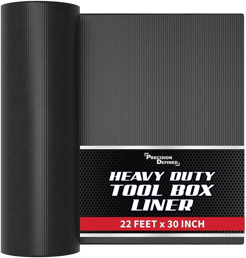 Precision Defined Professional Grade Tool Box Liner, 22 ft x 30", Black | Tool Box Drawer Liner, Shelf Liner Non Slip Mat, Thick Cabinet Shelf Liner, Toolbox Drawer Liner, 30"W x 264"L
