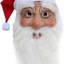 HENGYUTOYMASK Christmas Santa Claus Latex Mask with white beard and hat Costume Realistic Full Face Mask Cosplay Props
