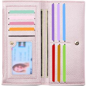 Tipmile Slim Wallet for Women, RFID Blocking Credit Card Holder, Ladies Bifold Wallet with Zipper, Dusty Pink