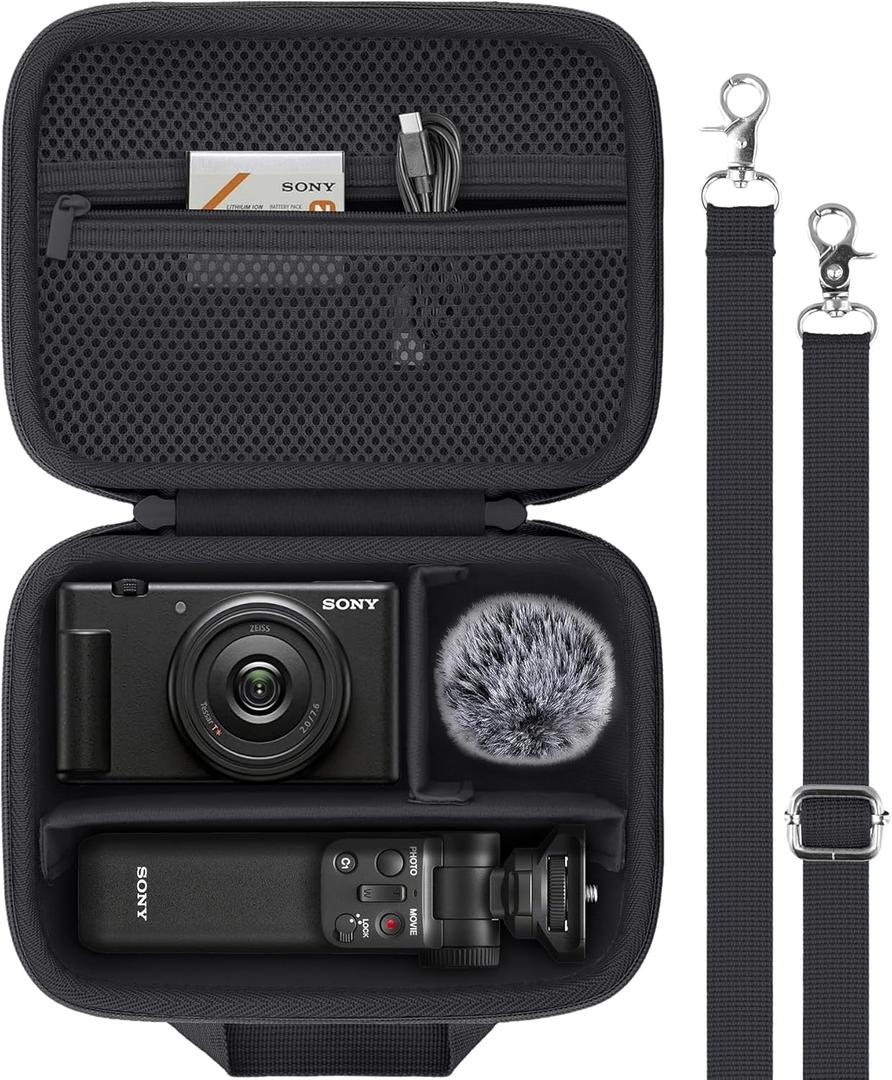for Sony ZV-1F/ZV-1/ZV-1 II Vlog Digital Camera Hard Carrying Case,Compatible with Tripod(GP-VPT2BT),Microphone and Camera Accrssory(Black Case)