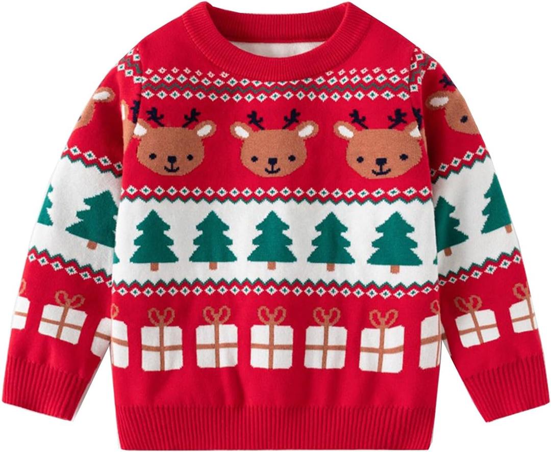 Ugly Christmas Sweater for Girls Funny Xmas Knit Pullover Shirts Kids Child Holiday Jumper Tops Outfit  (5-6 Years, Red & Green & White)