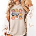 Women's Halloween T-Shirts Pumpkin Graphic Tees Autumn Fall Shirts Loose Casual Short Sleeve Tops (Apricot3, L)